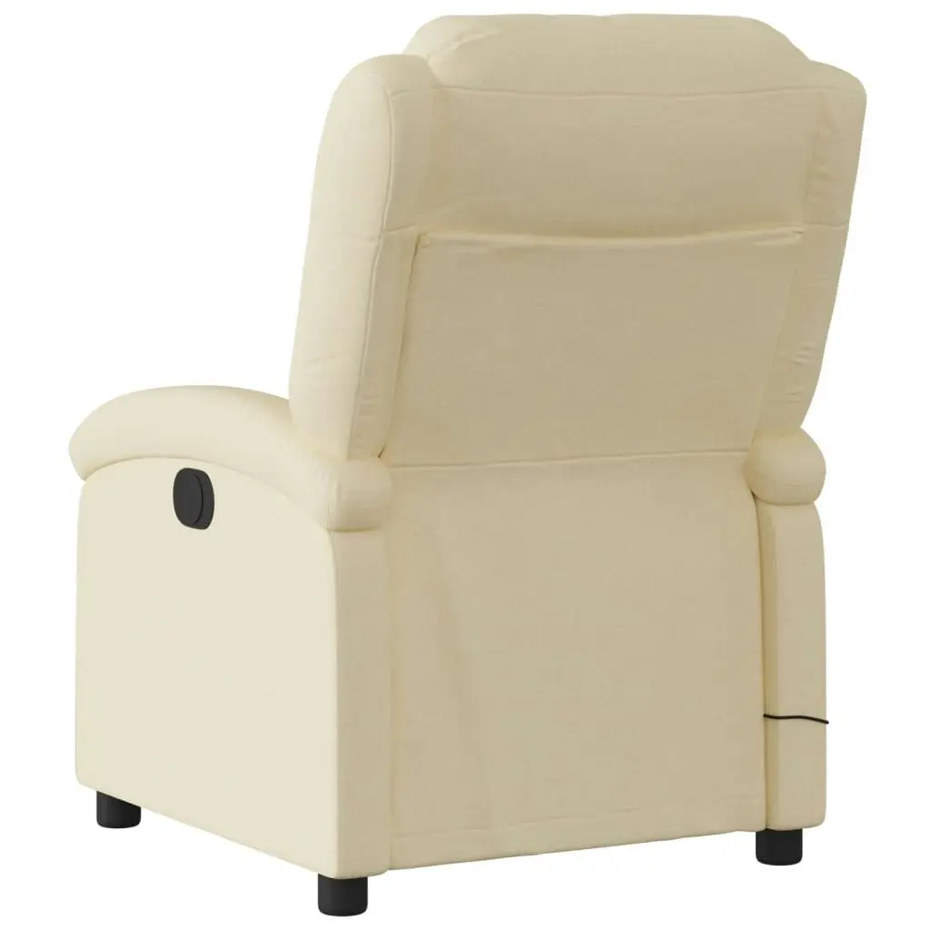 Massage Recliner Chair Cream Fabric 3205419