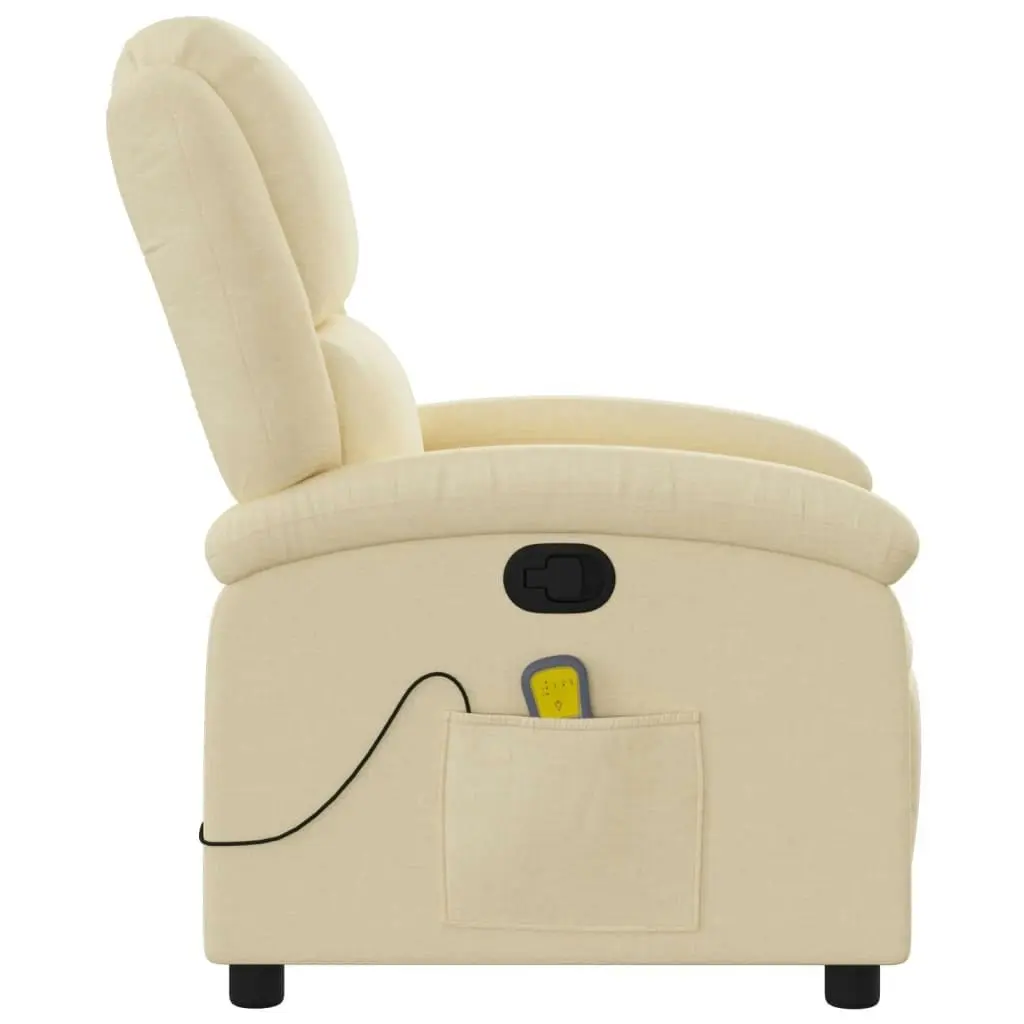 Massage Recliner Chair Cream Fabric 3205419