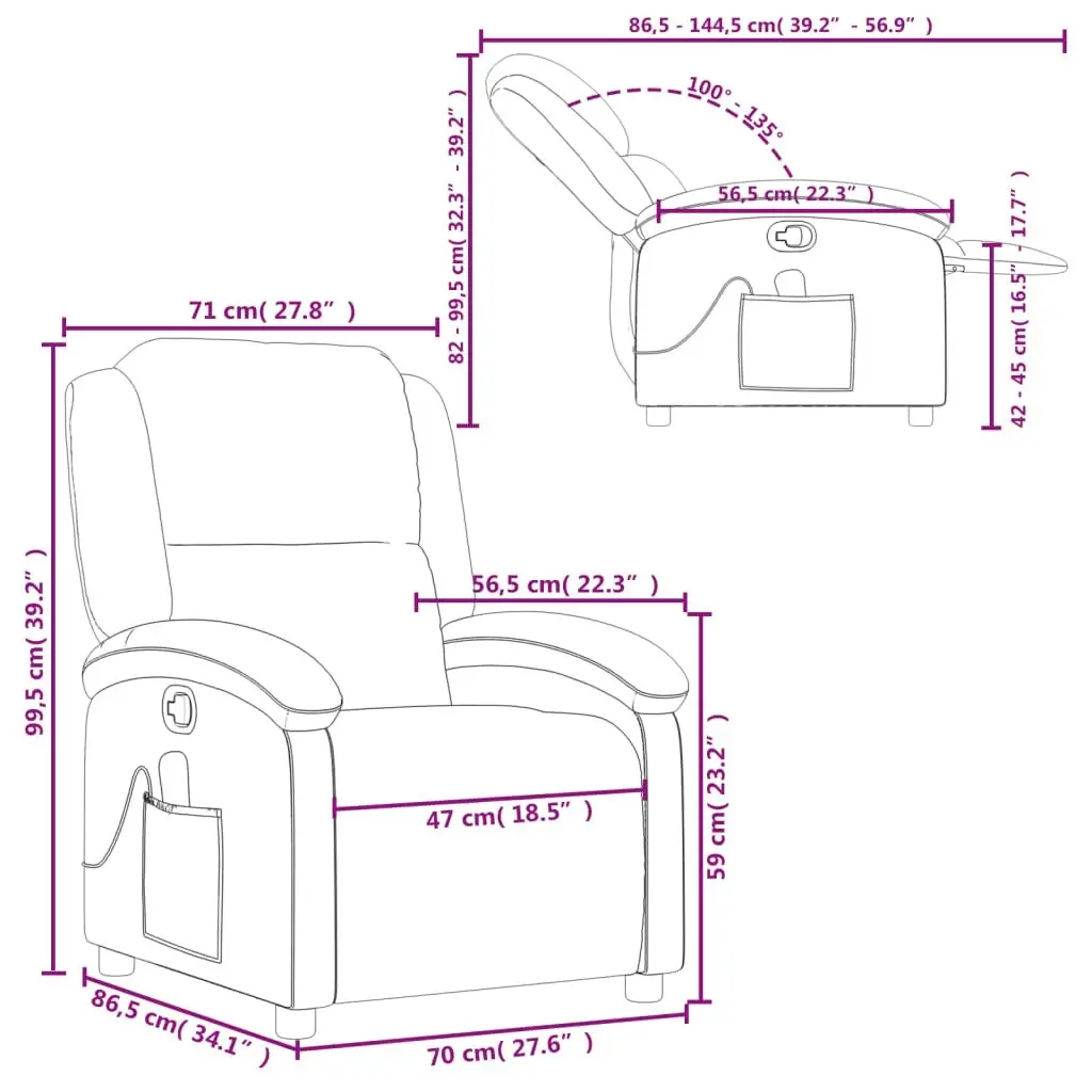 Massage Recliner Chair Cream Fabric 3205419