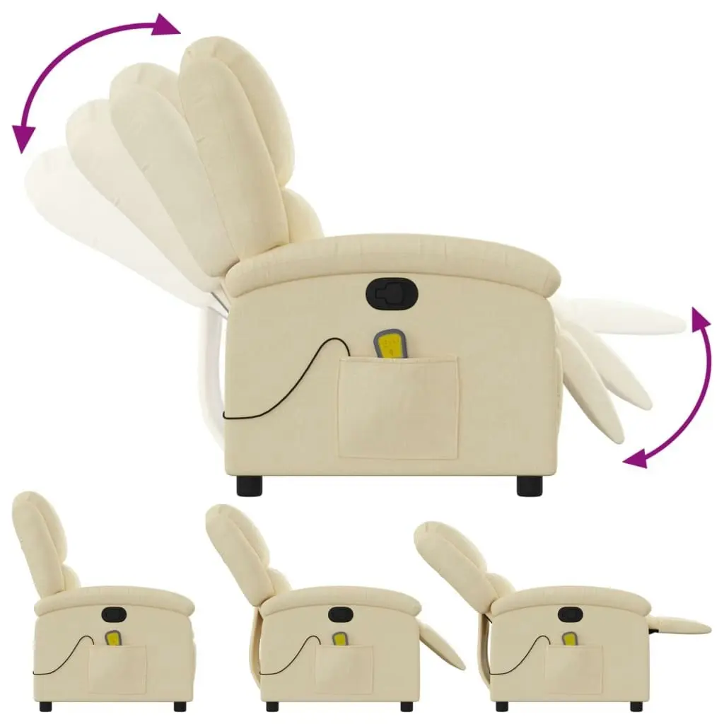 Massage Recliner Chair Cream Fabric 3205419