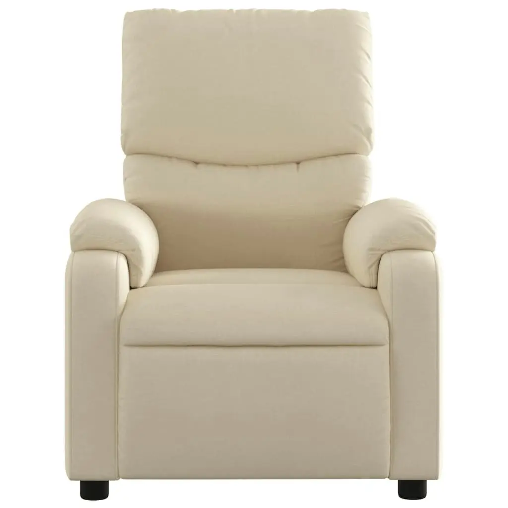 Massage Recliner Chair Cream Fabric 3205687