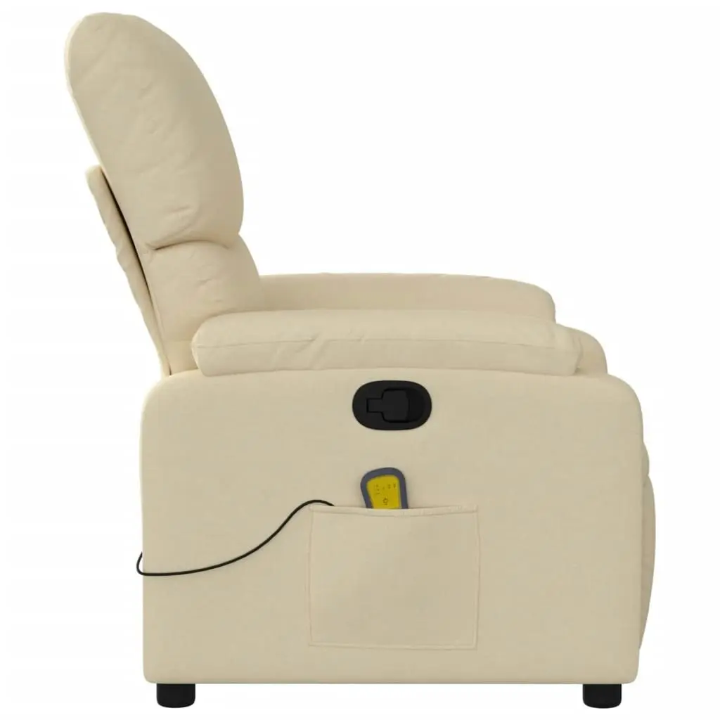 Massage Recliner Chair Cream Fabric 3205687