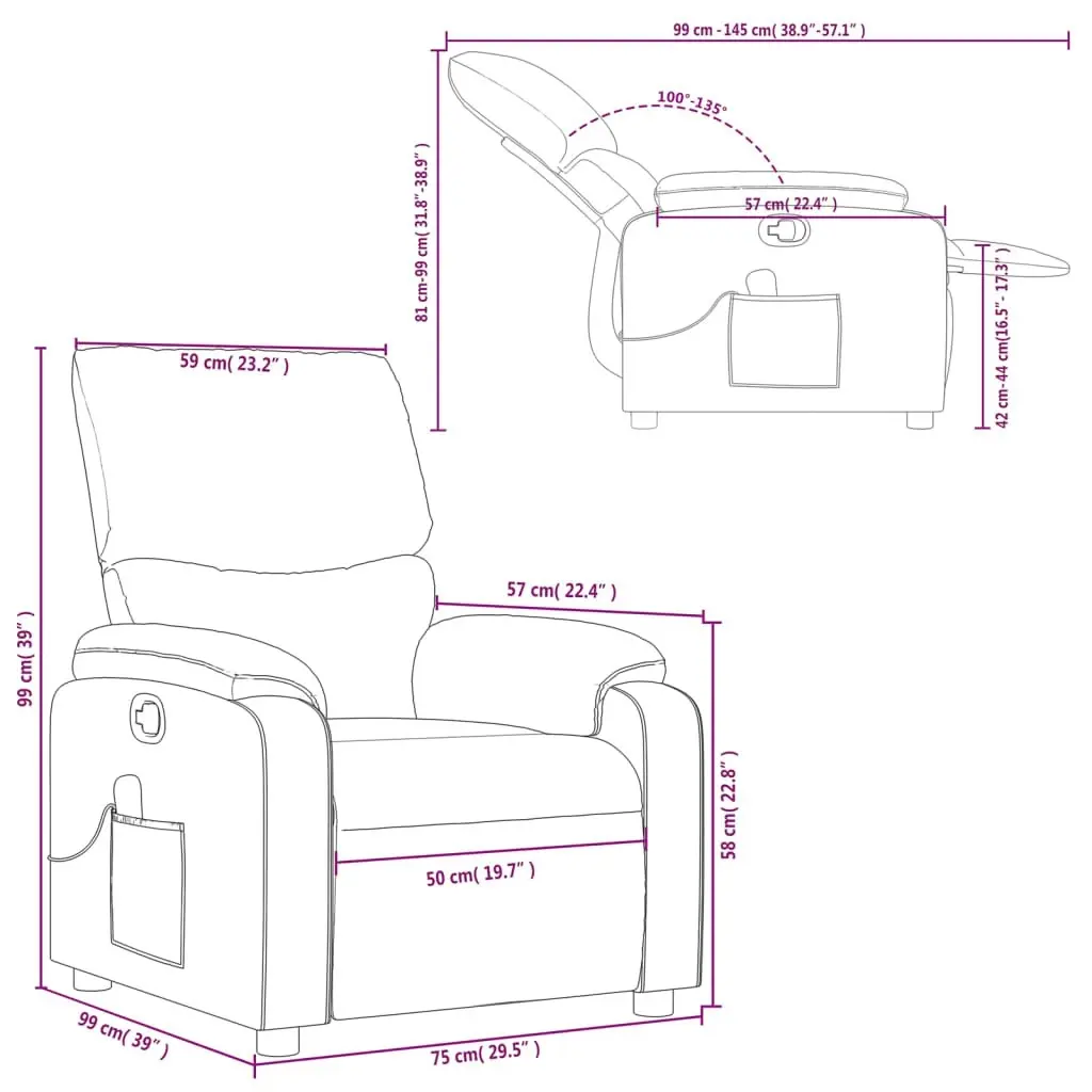 Massage Recliner Chair Cream Fabric 3205687