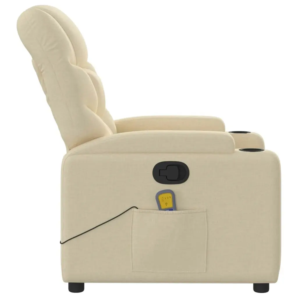 Massage Recliner Chair Cream Fabric 3205615