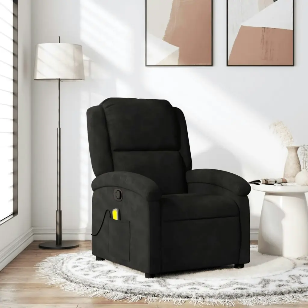 Massage Recliner Chair Black Velvet 371814