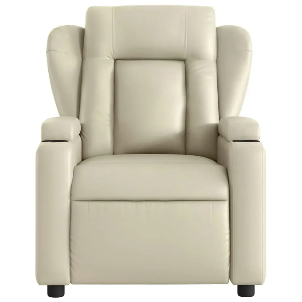 Massage Recliner Chair Cream Faux Leather 372435