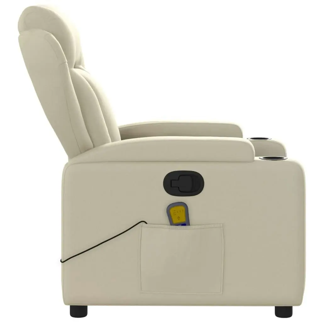 Massage Recliner Chair Cream Faux Leather 372435