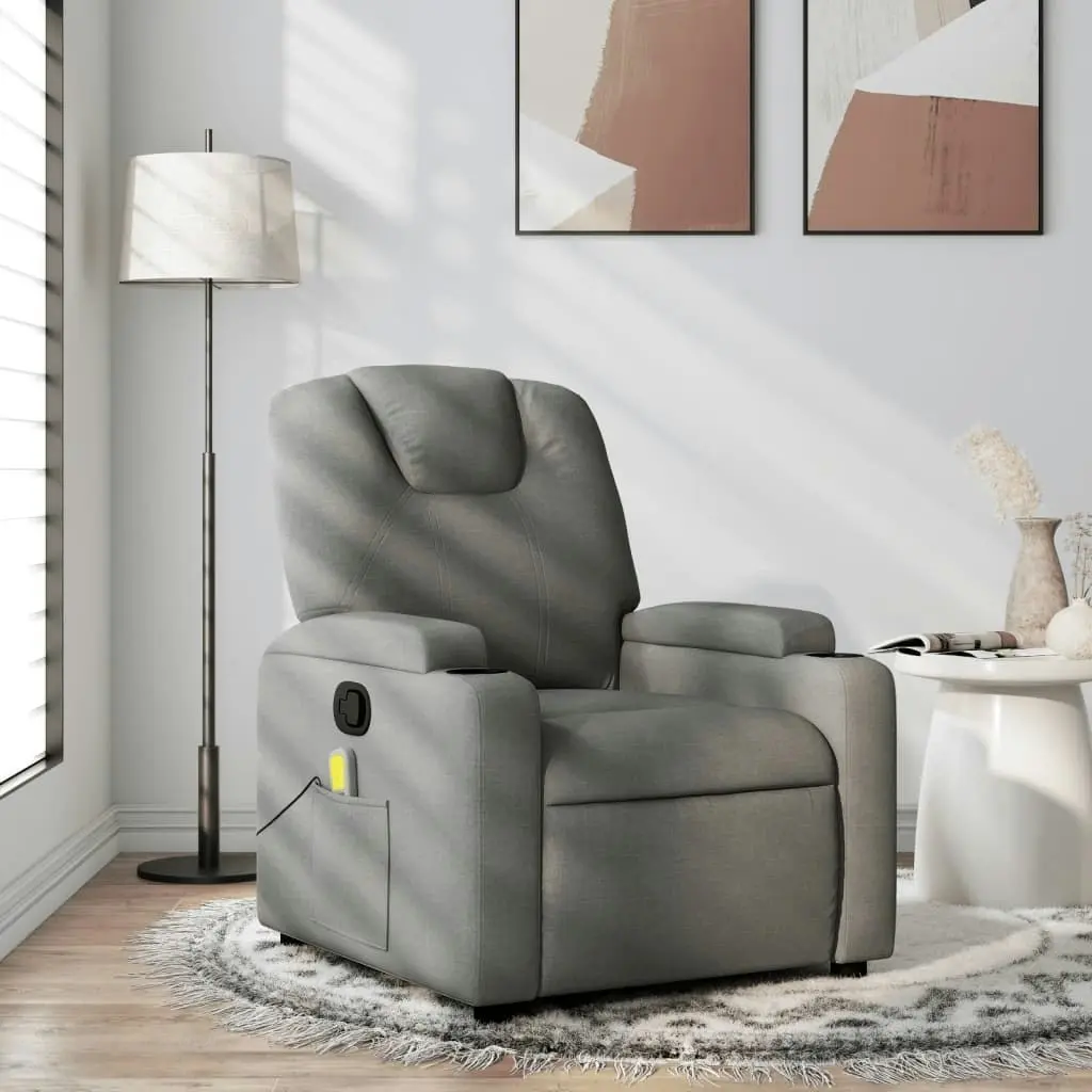 Massage Recliner Chair Dark Grey Fabric 3205513