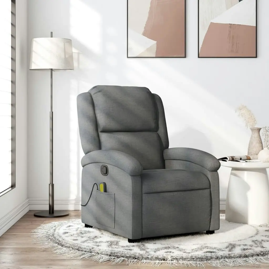 Massage Recliner Chair Dark Grey Fabric 3205417