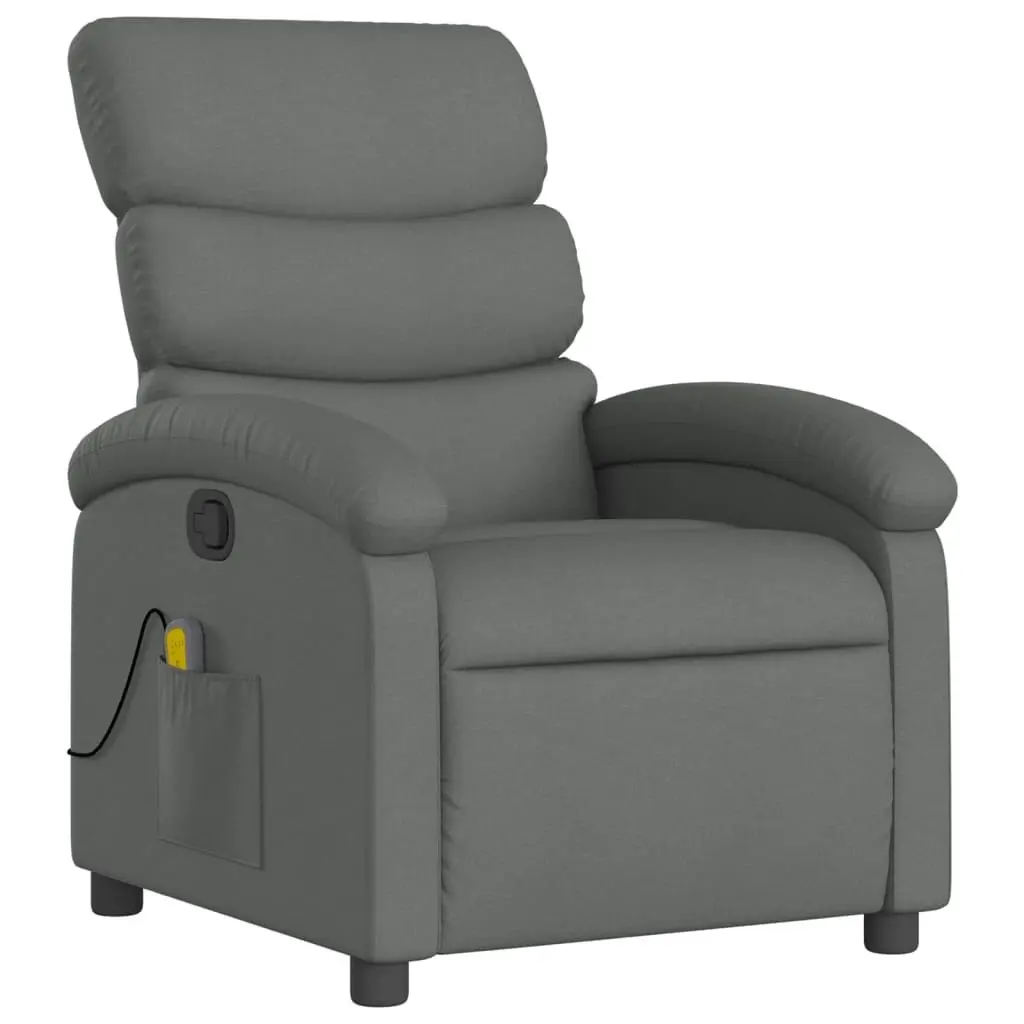 Massage Recliner Chair Dark Grey Fabric 3205365