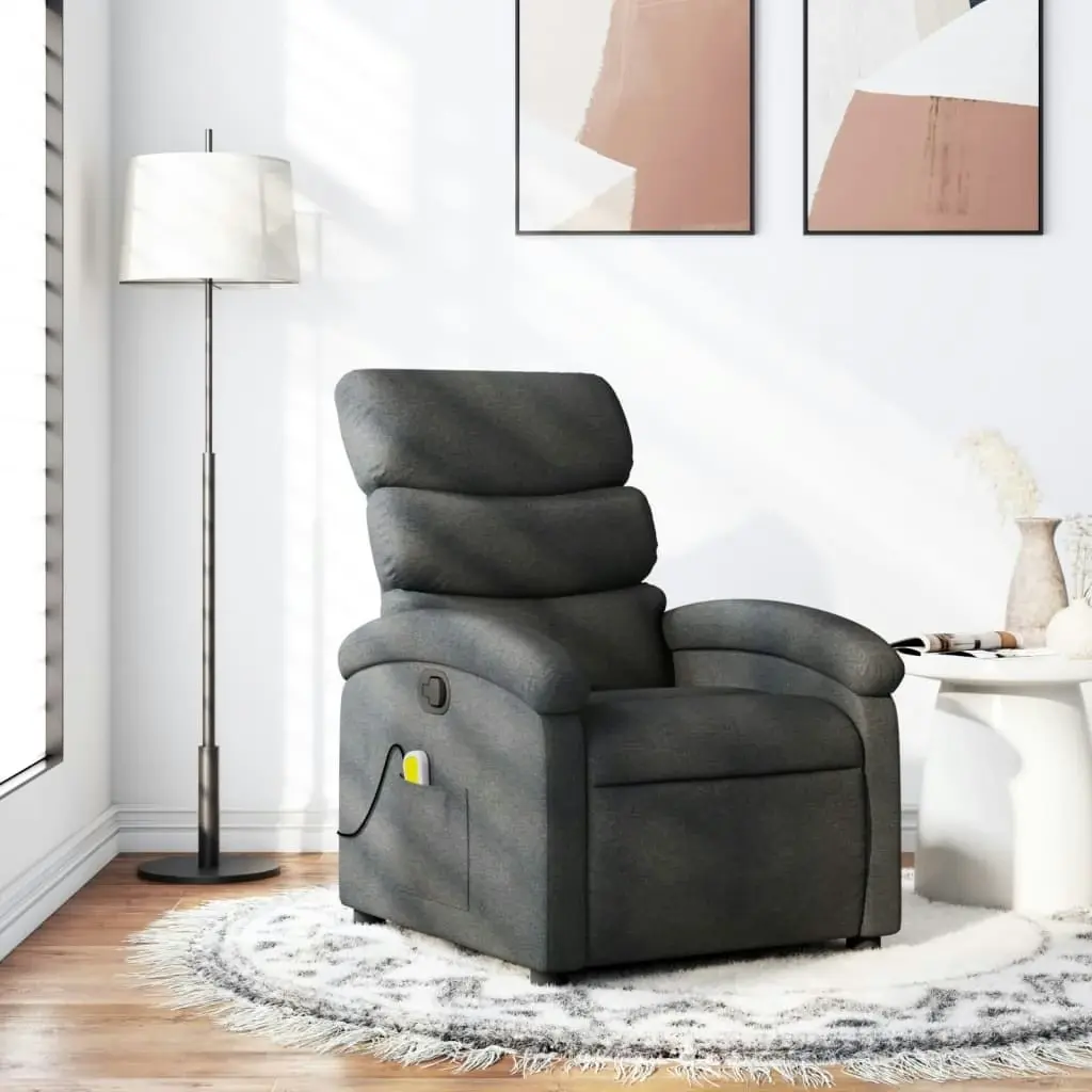 Massage Recliner Chair Dark Grey Fabric 3205365