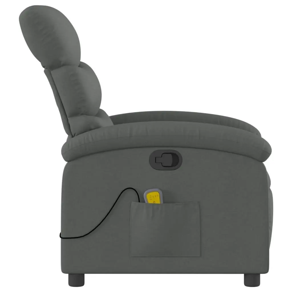 Massage Recliner Chair Dark Grey Fabric 3205365