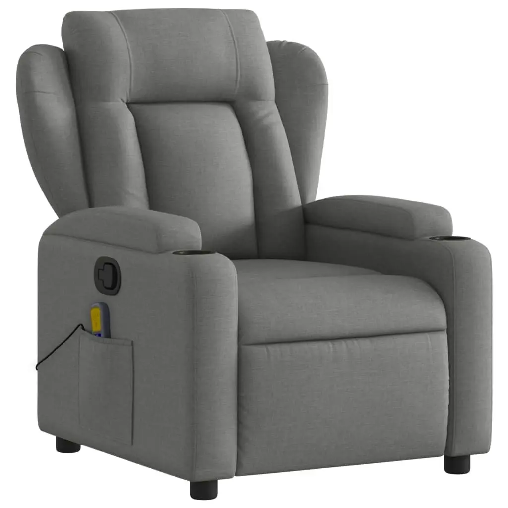 Massage Recliner Chair Dark Grey Fabric 3205569