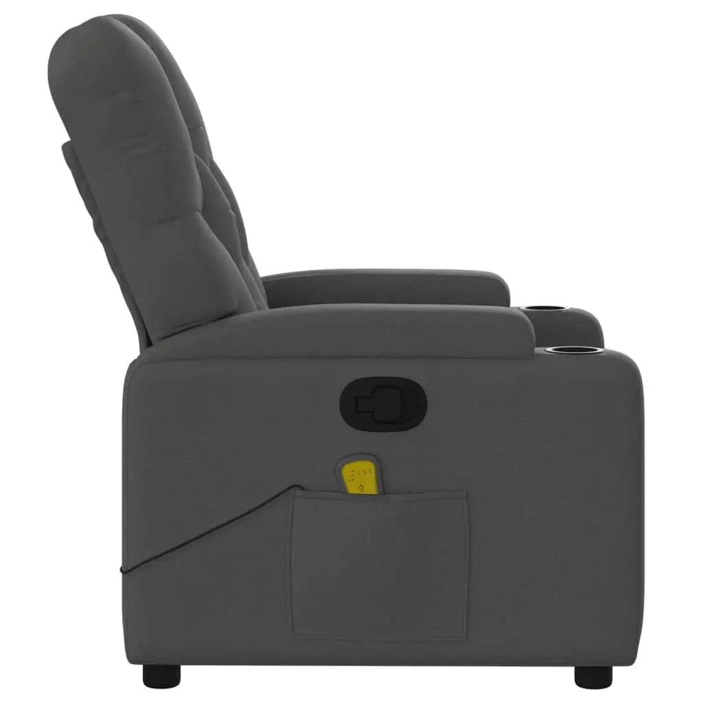 Massage Recliner Chair Dark Grey Fabric 3205665