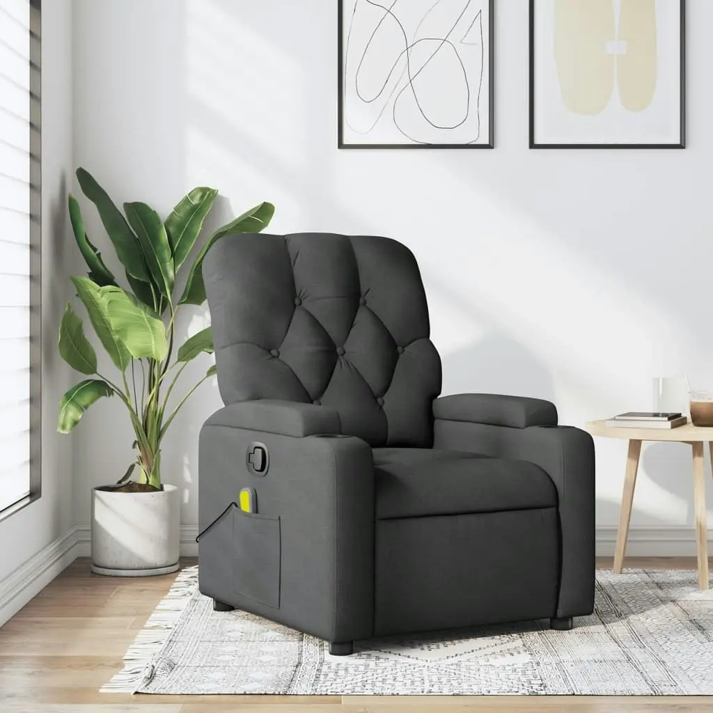 Massage Recliner Chair Dark Grey Fabric 3205665