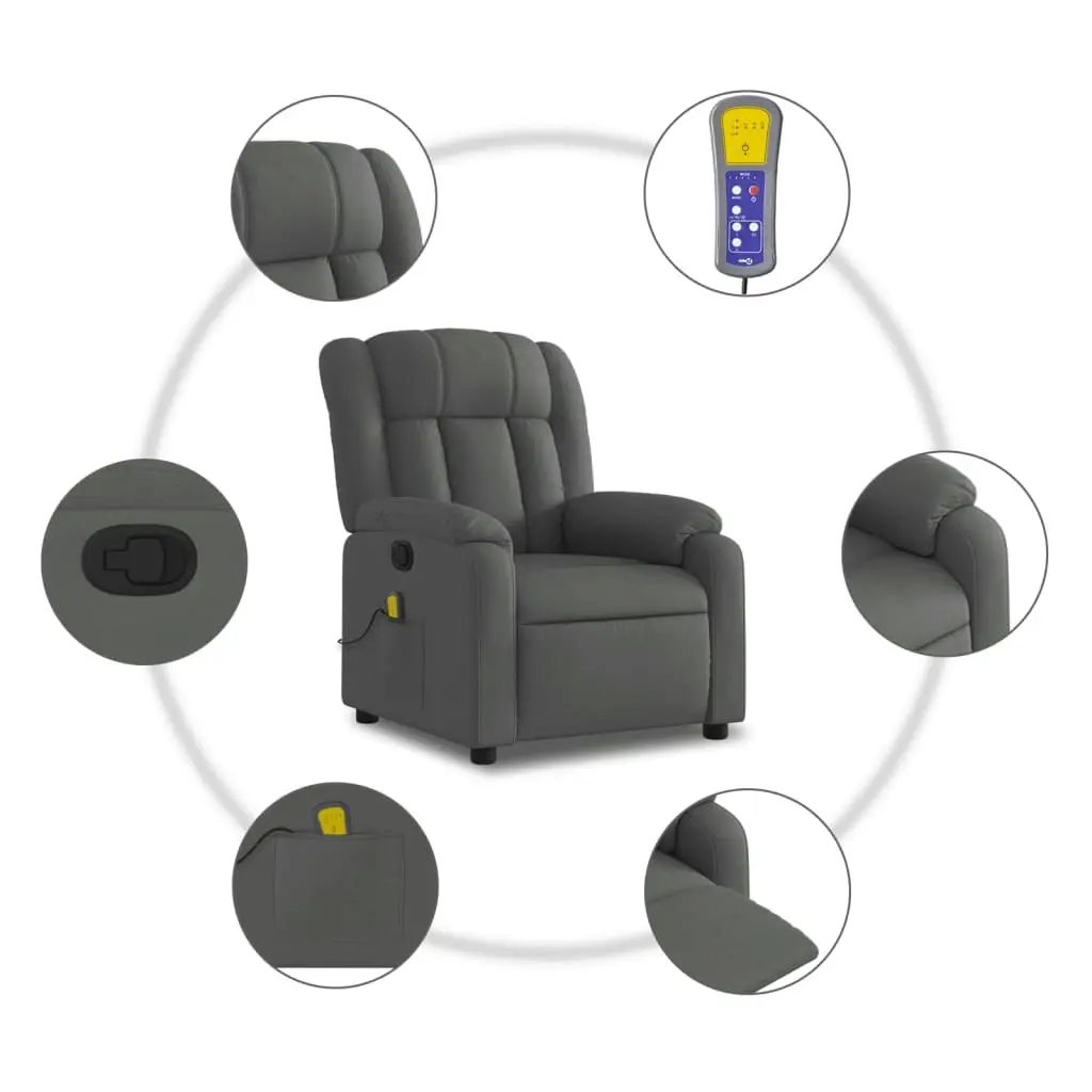 Massage Recliner Chair Dark Grey Fabric 3205777