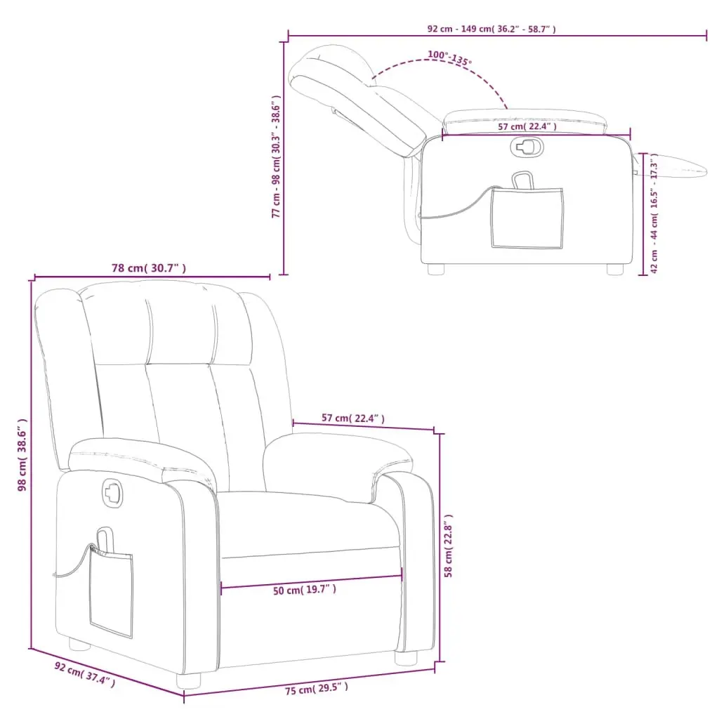 Massage Recliner Chair Dark Grey Fabric 3205777