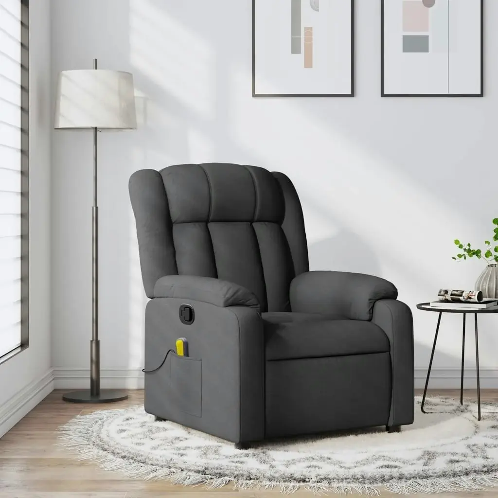 Massage Recliner Chair Dark Grey Fabric 3205777