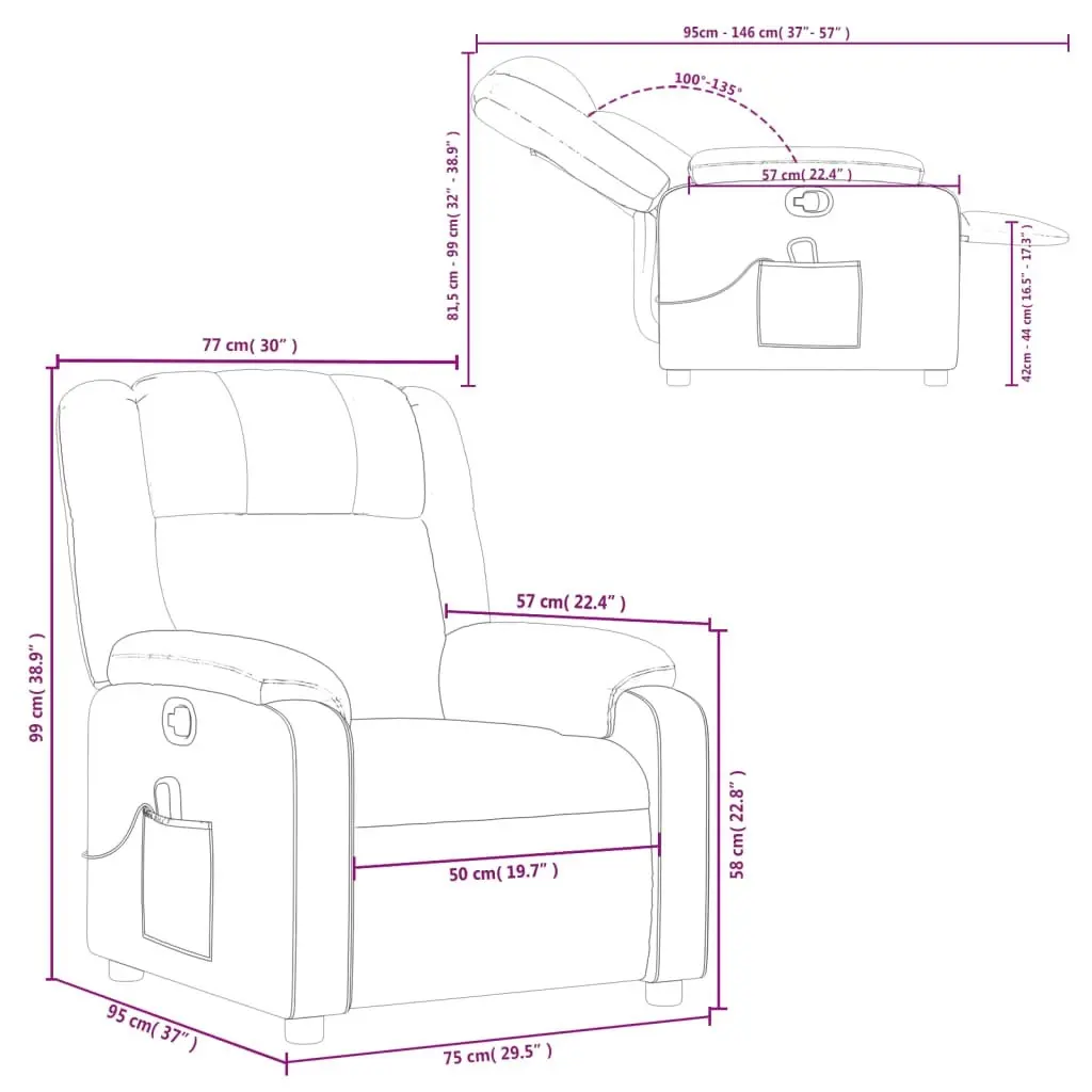 Massage Recliner Chair Dark Grey Fabric 3205753