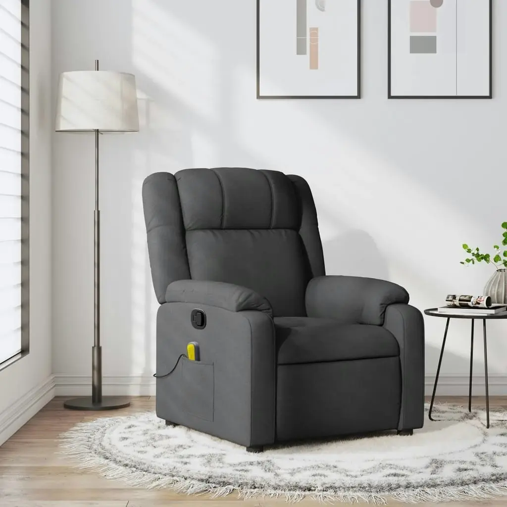 Massage Recliner Chair Dark Grey Fabric 3205753