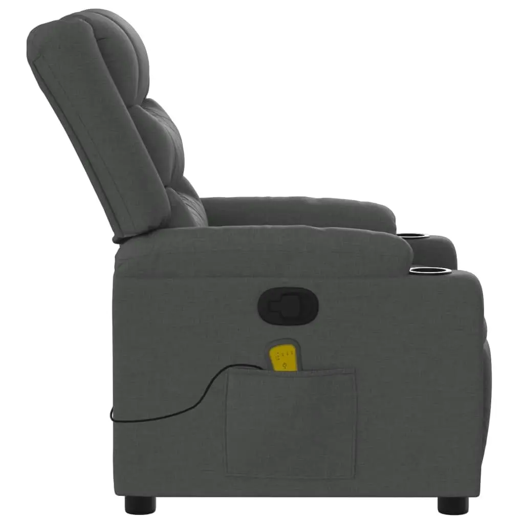 Massage Recliner Chair Dark Grey Fabric 3206836