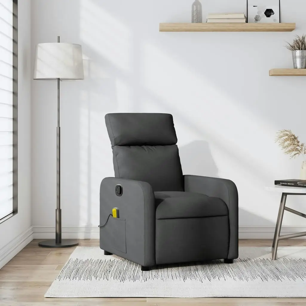 Massage Recliner Chair Dark Grey Fabric 3206864