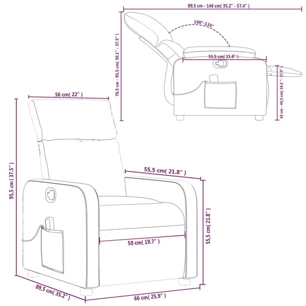 Massage Recliner Chair Dark Grey Fabric 3206864