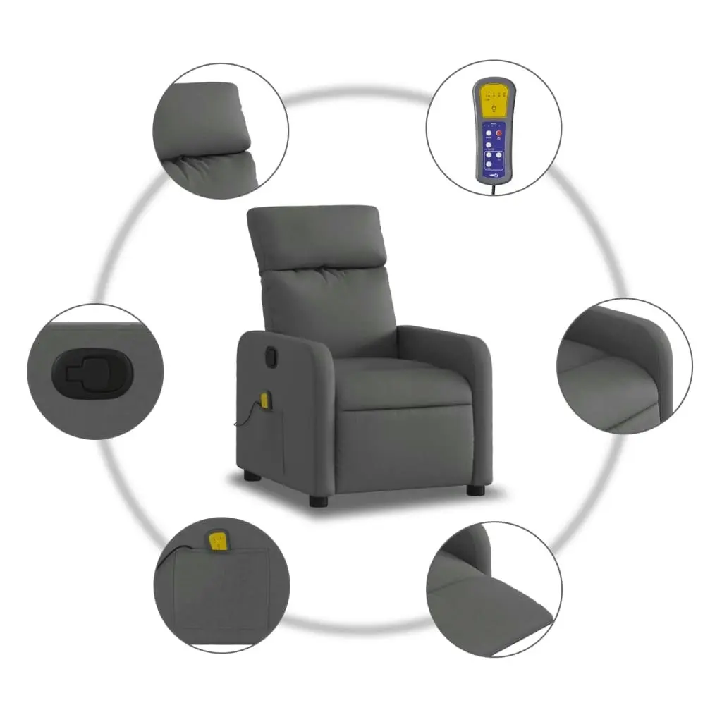 Massage Recliner Chair Dark Grey Fabric 3206864