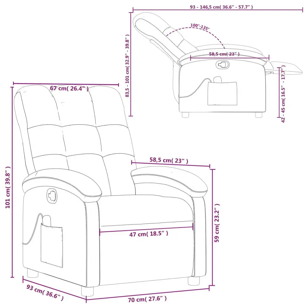 Massage Recliner Chair Dark Grey Fabric 371740