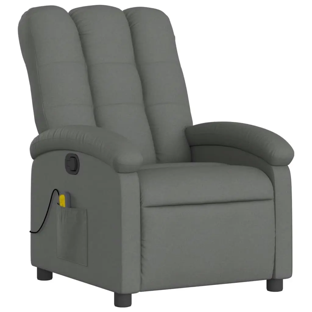 Massage Recliner Chair Dark Grey Fabric 371740