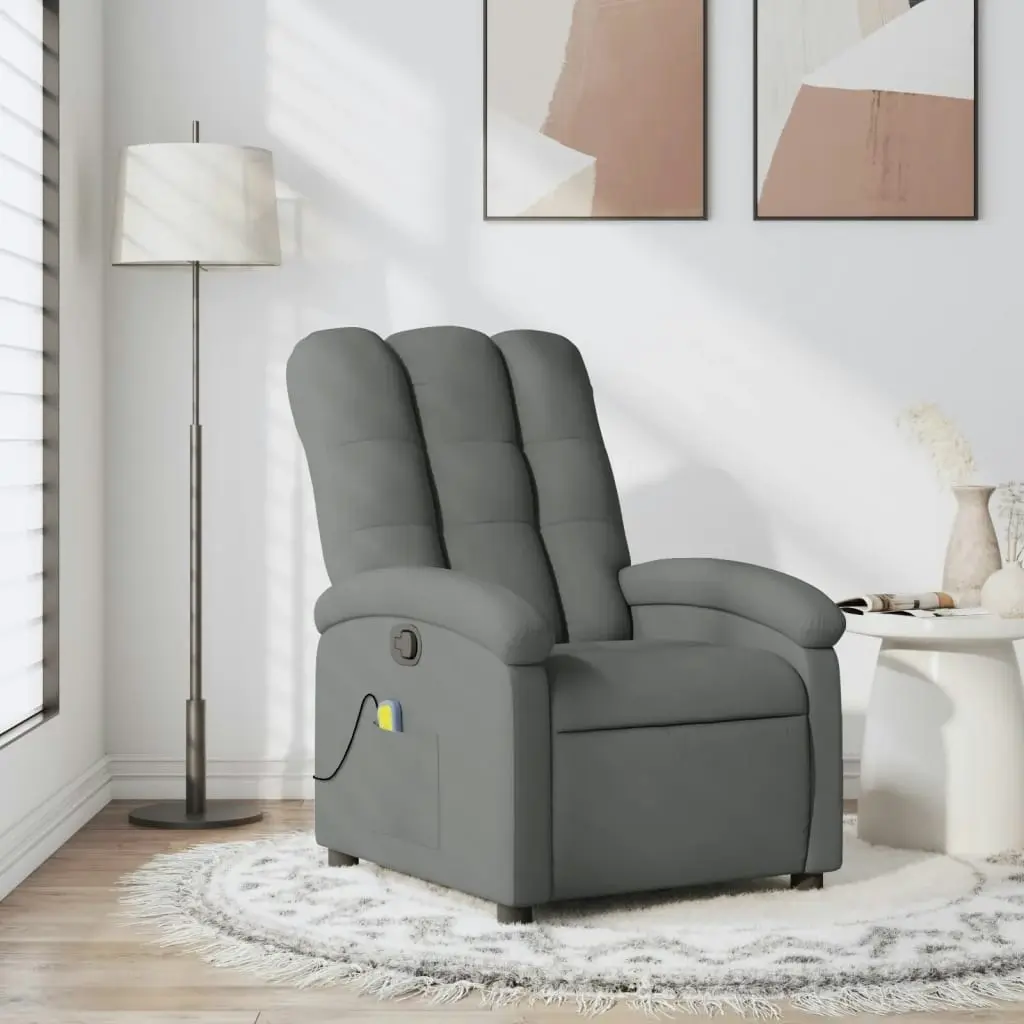 Massage Recliner Chair Dark Grey Fabric 371740