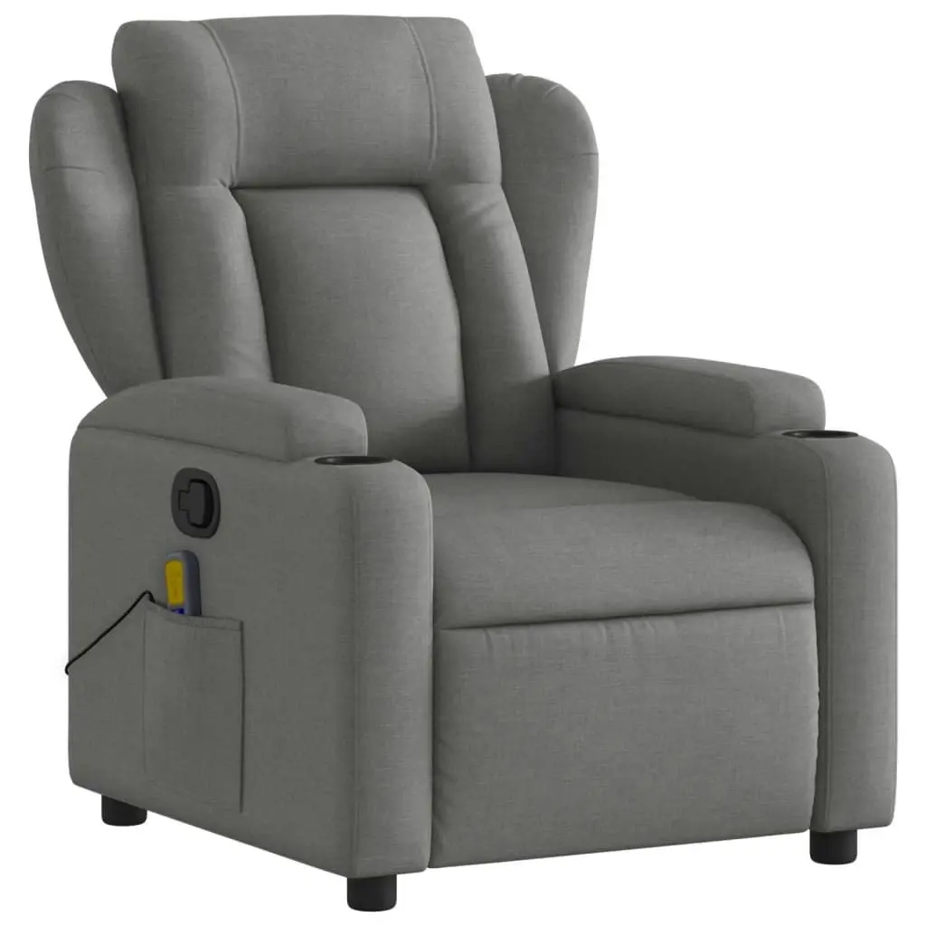 Massage Recliner Chair Dark Grey Fabric 372416