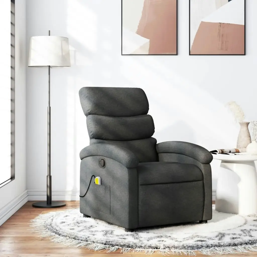 Massage Recliner Chair Dark Grey Fabric 371702