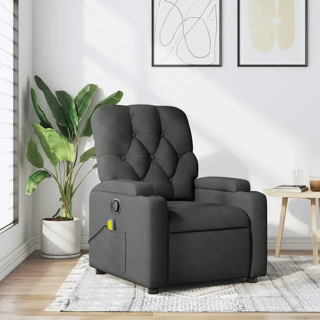 Massage Recliner Chair Dark Grey Fabric 372492