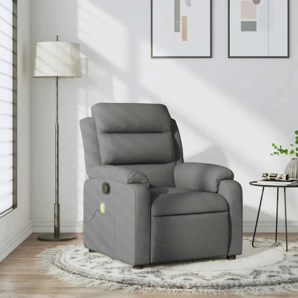 Massage Recliner Chair Dark Grey Fabric 373475