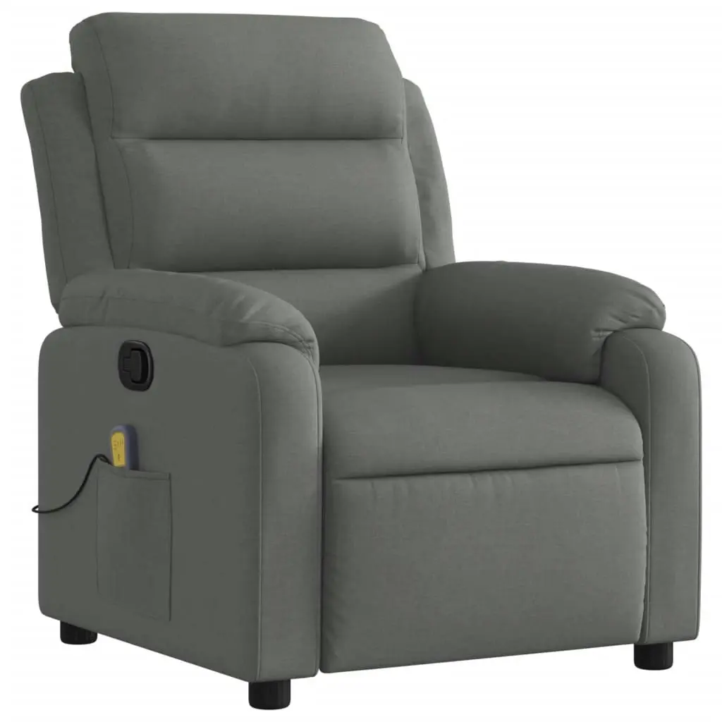 Massage Recliner Chair Dark Grey Fabric 373475