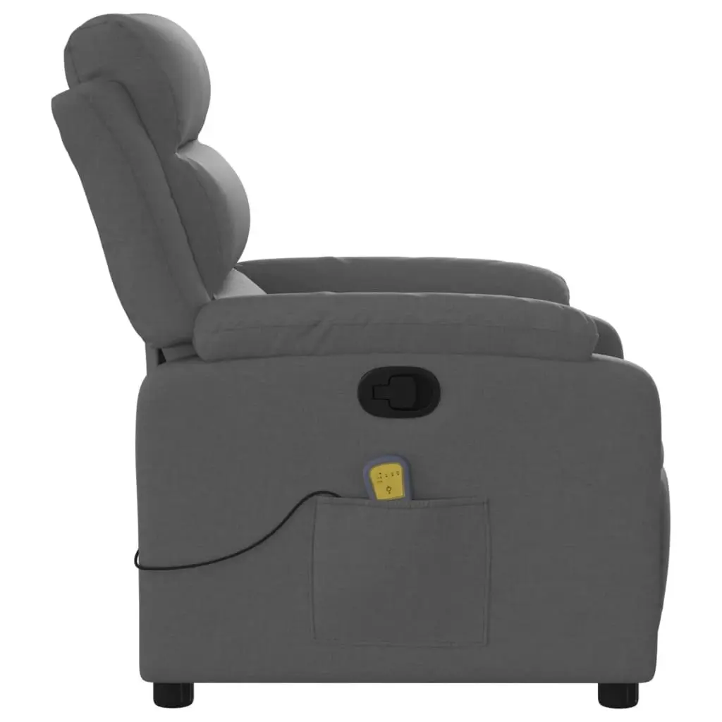 Massage Recliner Chair Dark Grey Fabric 373475