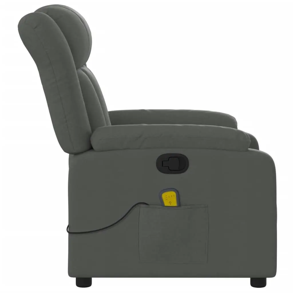 Massage Recliner Chair Dark Grey Fabric 373587