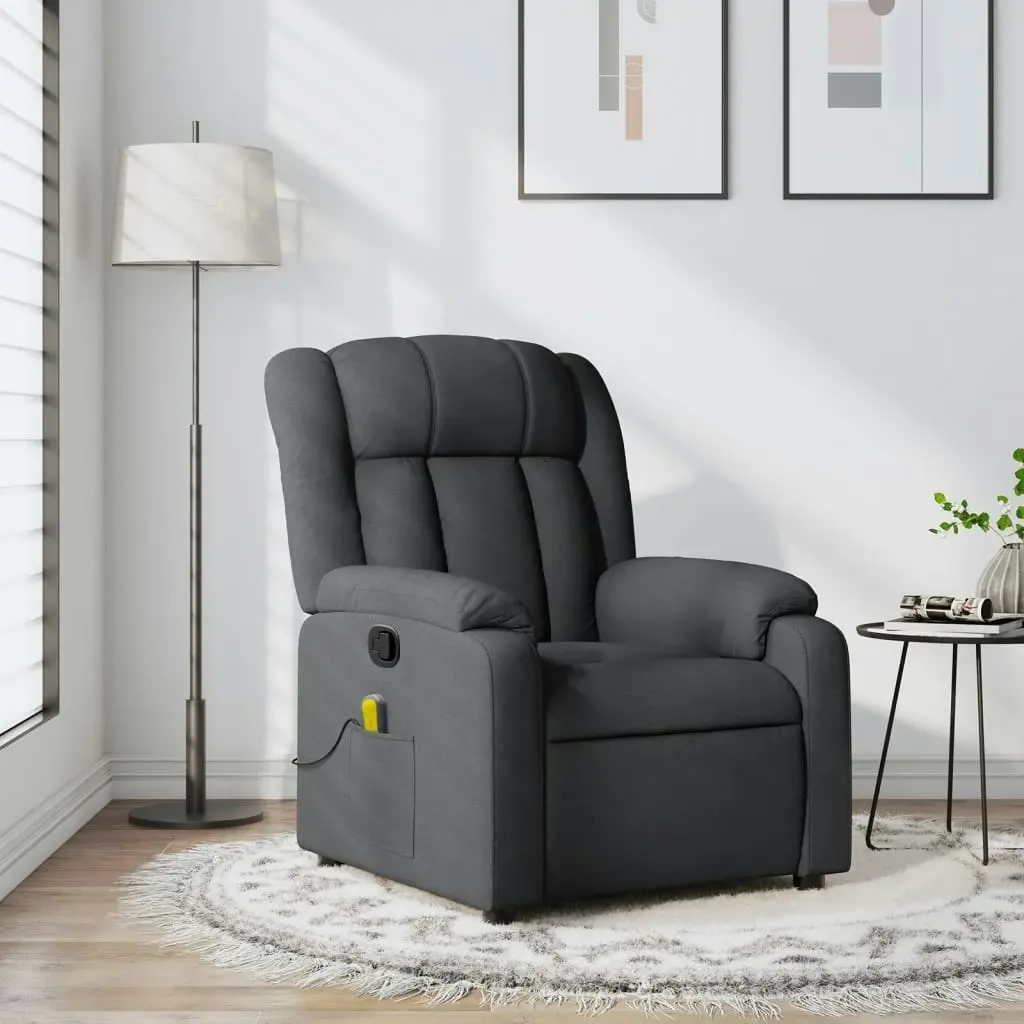 Massage Recliner Chair Dark Grey Fabric 373587