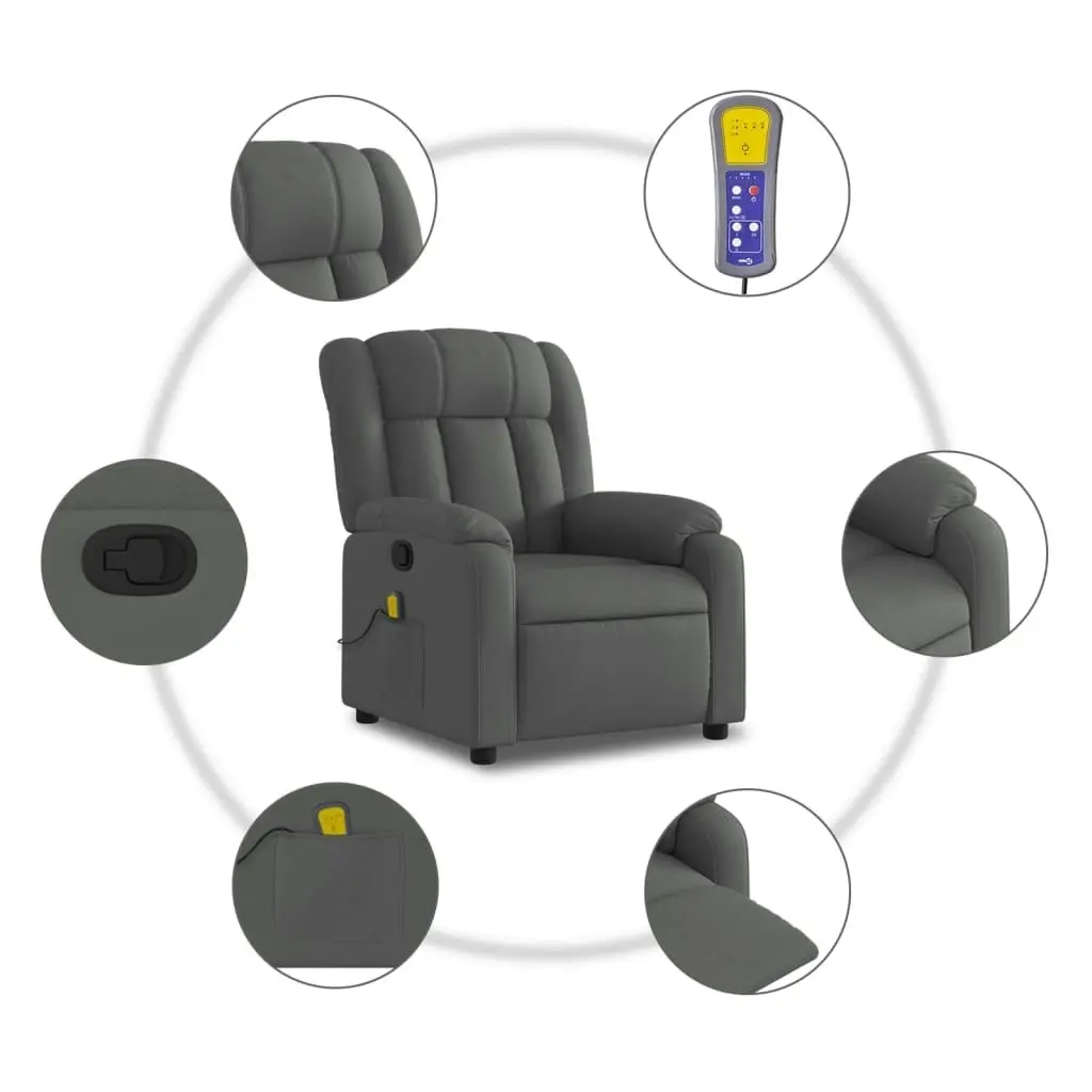 Massage Recliner Chair Dark Grey Fabric 373587