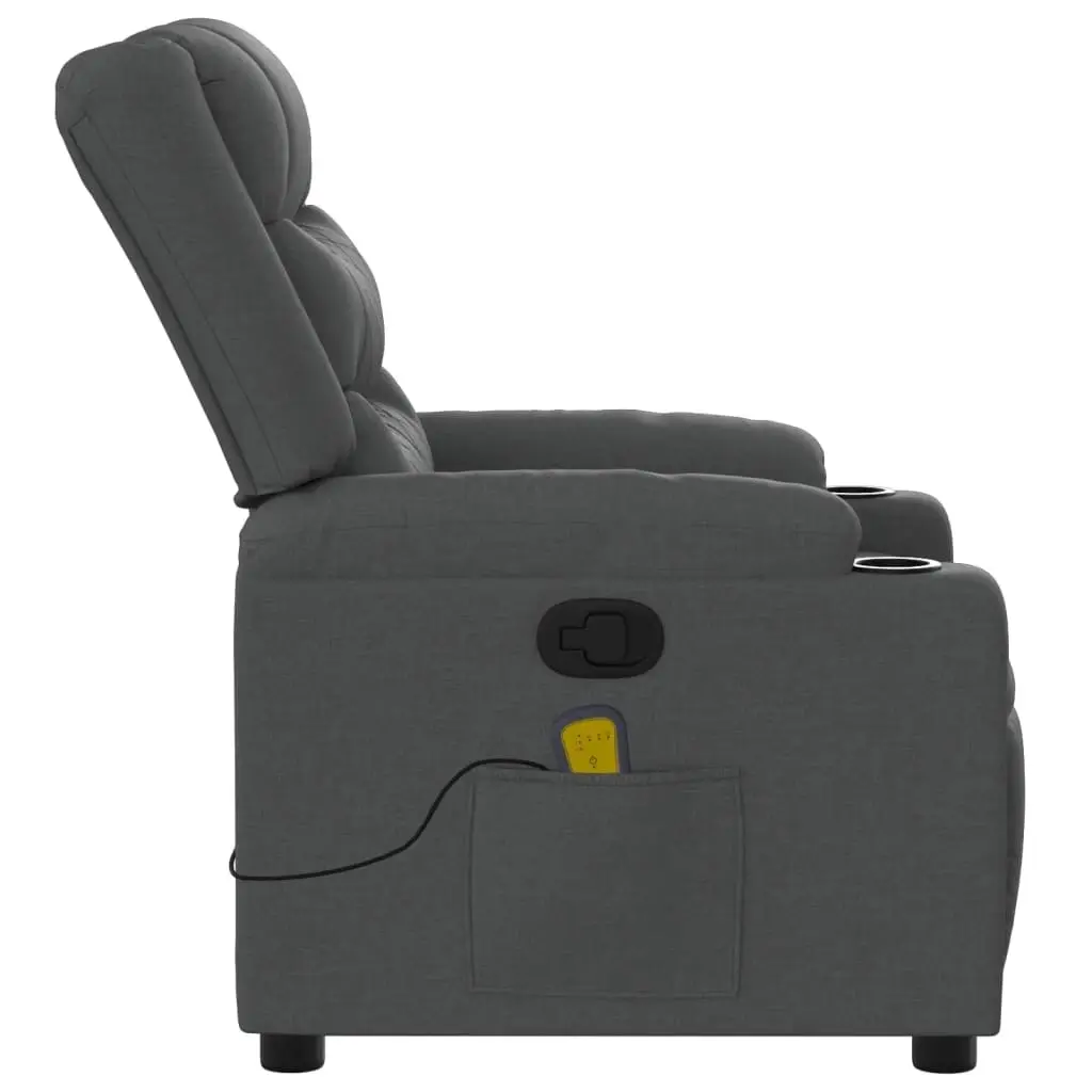 Massage Recliner Chair Dark Grey Fabric 374131