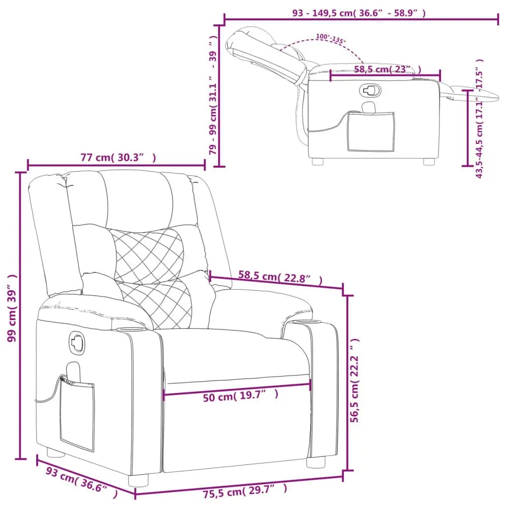 Massage Recliner Chair Dark Grey Fabric 374131