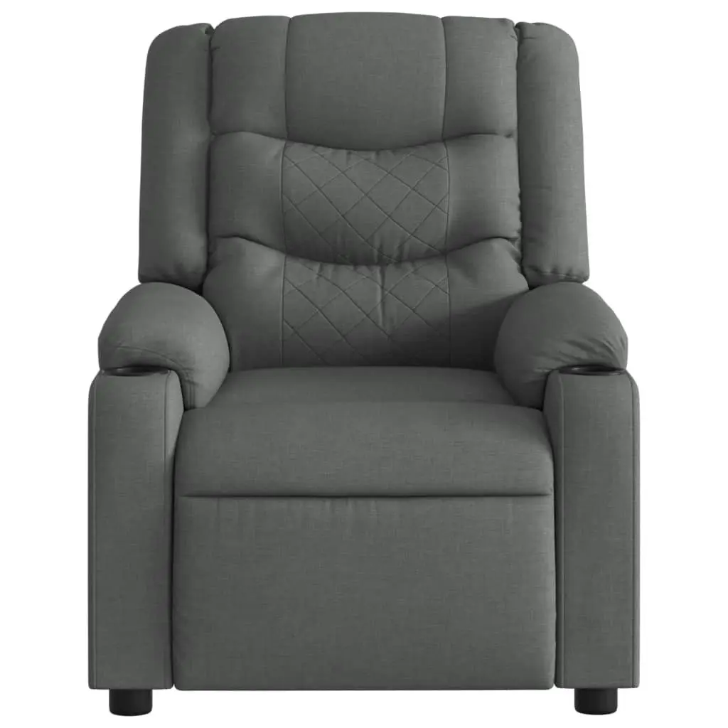 Massage Recliner Chair Dark Grey Fabric 374131