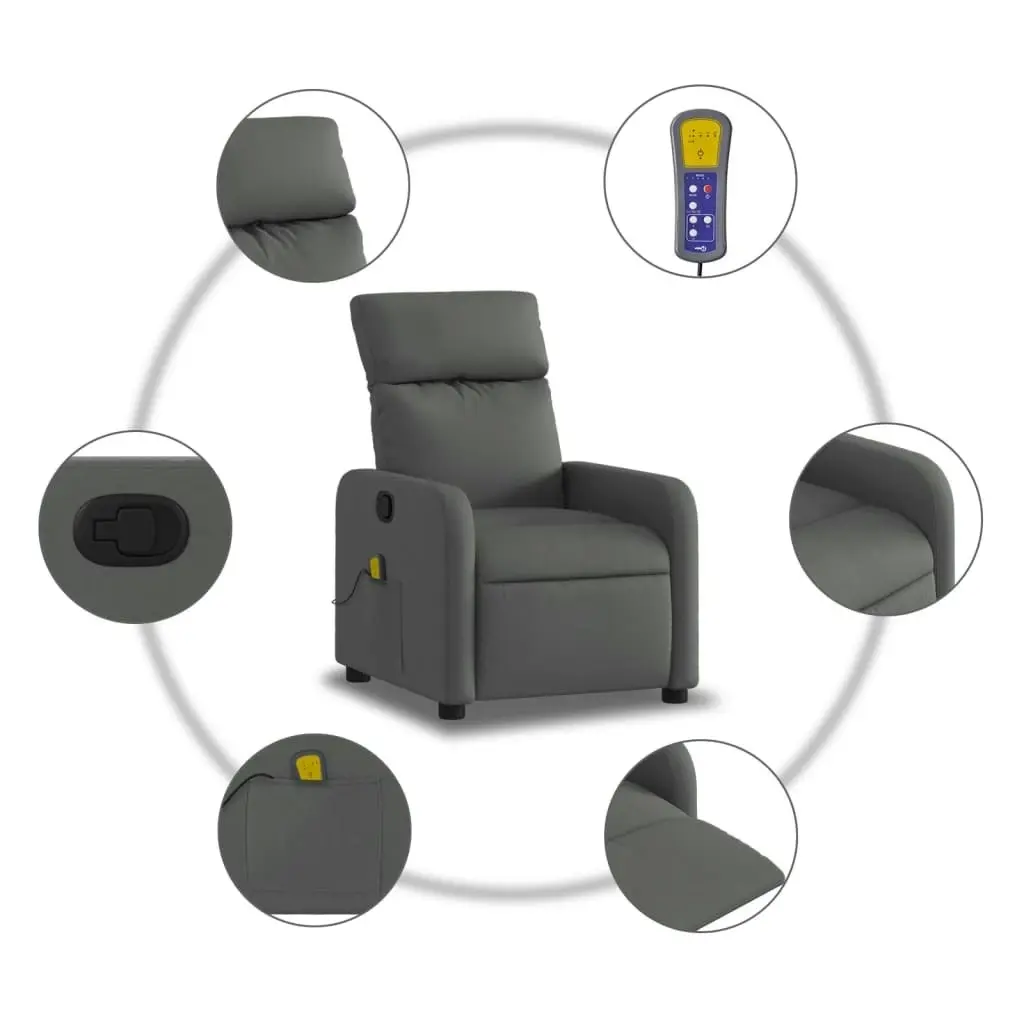 Massage Recliner Chair Dark Grey Fabric 374175