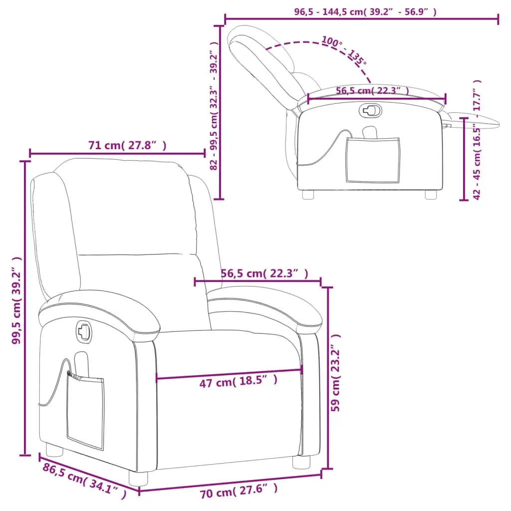 Massage Recliner Chair Grey Faux Leather 3205449