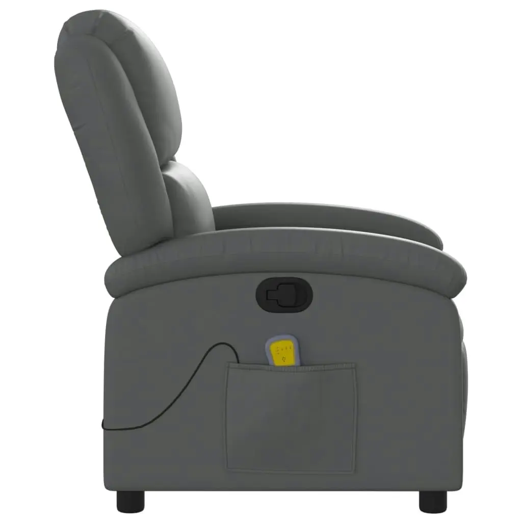 Massage Recliner Chair Grey Faux Leather 3205449