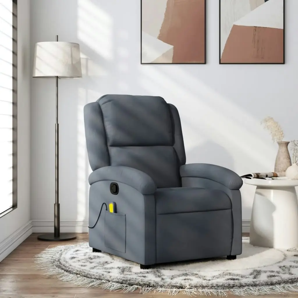 Massage Recliner Chair Dark Grey Velvet 3205494