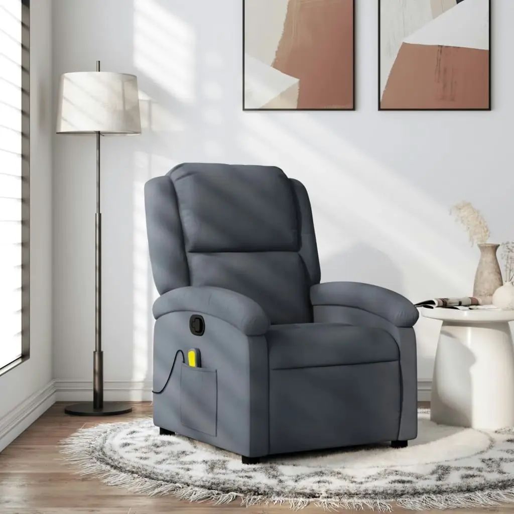 Massage Recliner Chair Dark Grey Velvet 371809