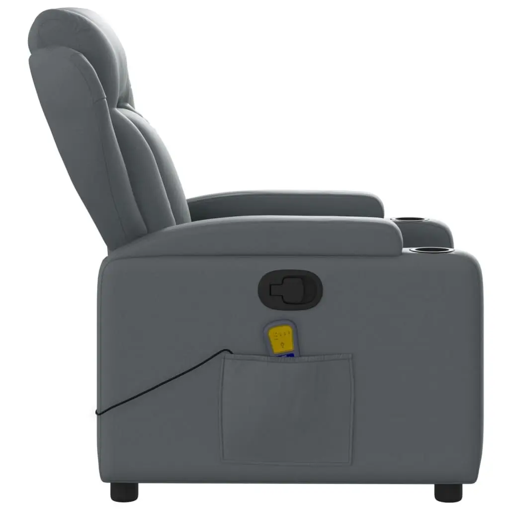 Massage Recliner Chair Grey Faux Leather 3205598