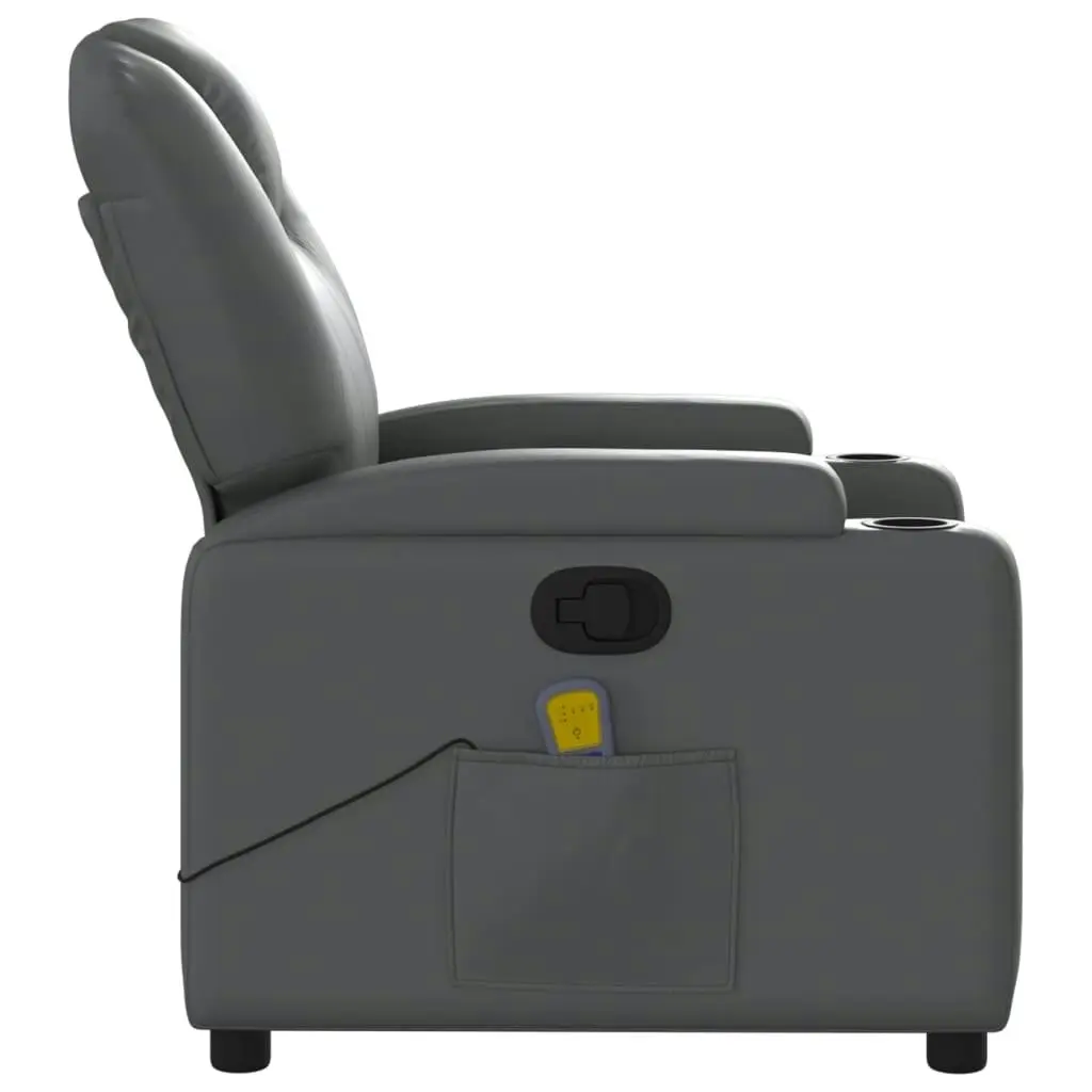 Massage Recliner Chair Grey Faux Leather 3205545